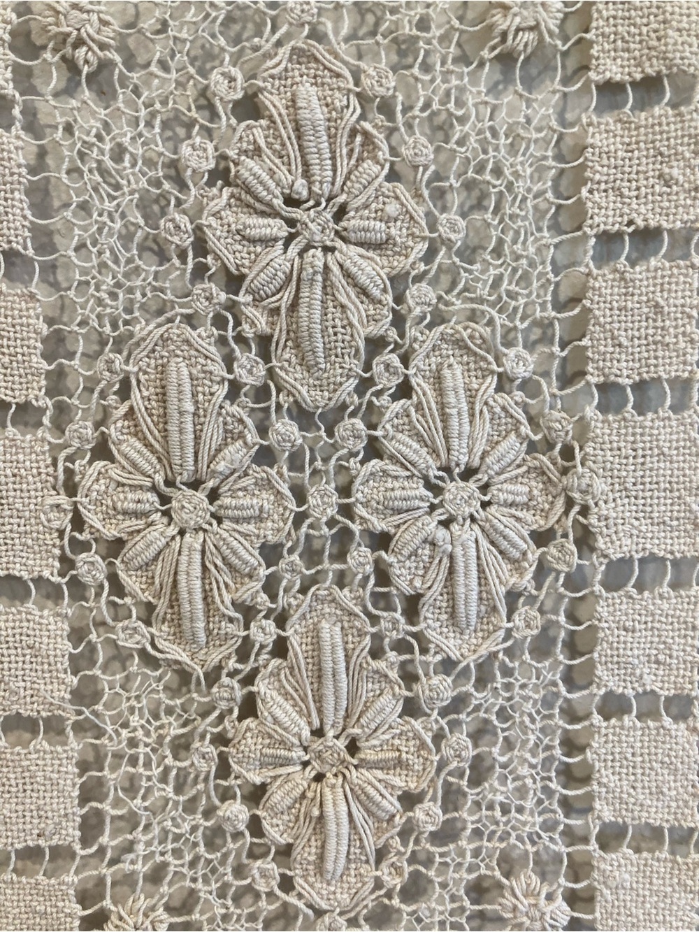 Small Rectangle Doily Table Accent in Cream Flower Design Crochet - Picture 12 of 13